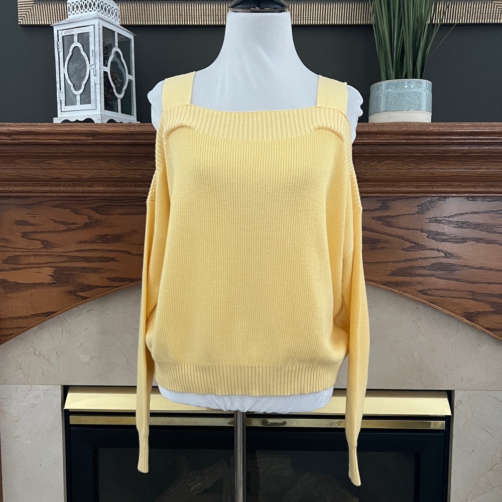 Jamison Golden Haze Yellow Evereve Blaire Cutout Pullover Sweater Size Medium